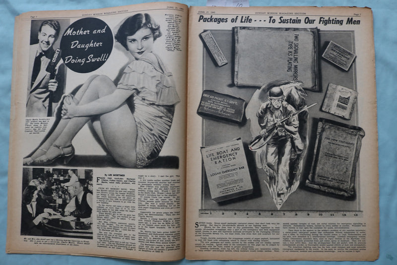 1943 JUNE 27 SUNDAY MIRROR MAGAZINE SECTION -JOHNNY LONGDEN - ROCKWELL - NP 9080