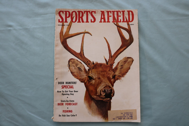 1957 NOVEMBER SPORTS AFIELD MAGAZINE - DEER HUNTERS' SPECIAL COVER - E 26601
