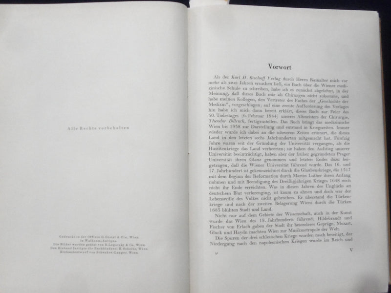1944 DAS MEDIZINISCHE WIEN HARDCOVER BOOK- LEOPOLD SCHONBAUER - GERMAN - KD 9006