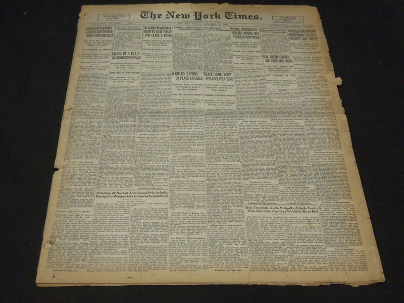 1928 SEPTEMBER 2 NEW YORK TIMES - 85,265 SEE YANKEES WIN TWICE - NT 5355