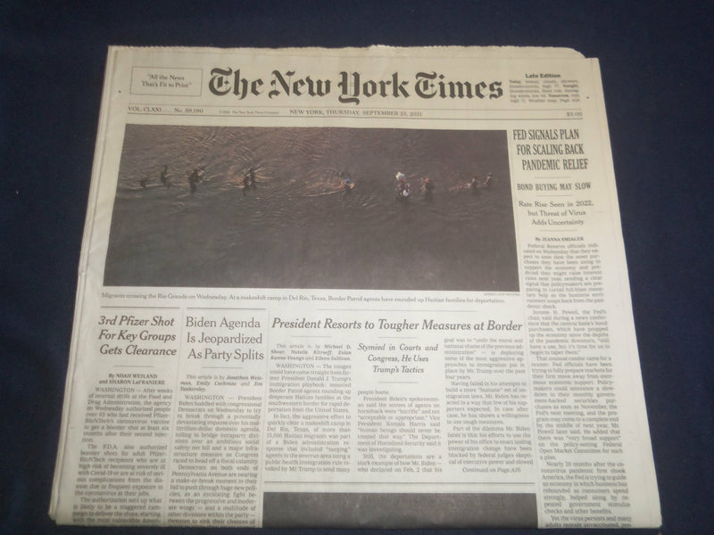 2021 SEP 23 NEW YORK TIMES - FED SIGNALS PLAN FOR SCALING BACK PANDEMIC RELIEF