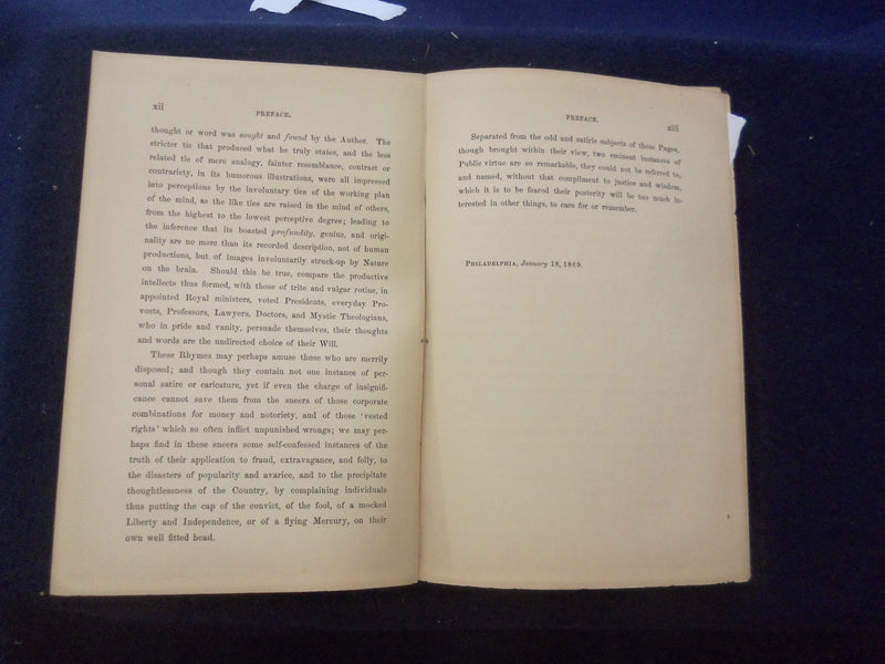 1869 RHYMES OF CONTRAST OF WISDOM AND FOLLY HARDCOVER BOOK BY JAMES RUSH-KD 8482