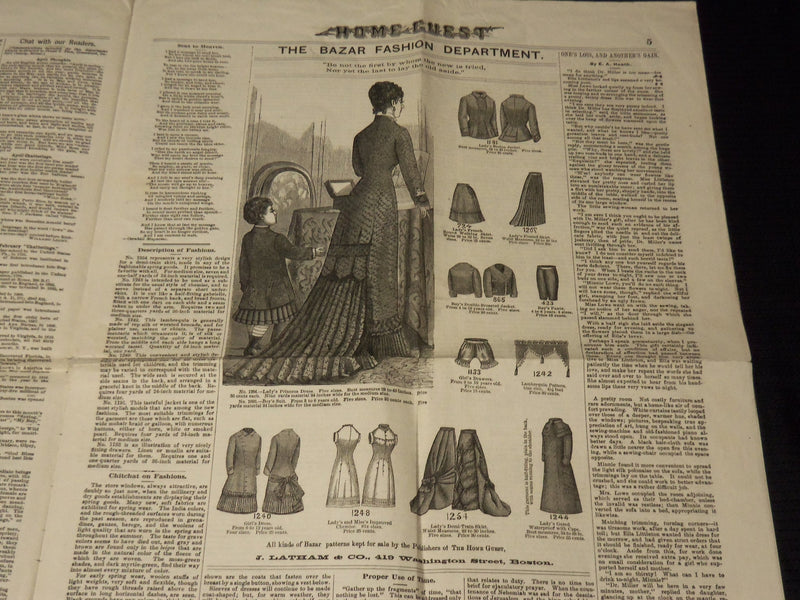 1878 APRIL ILLUSTRATED HOME GUEST NEWSPAPER - GEORGE BANCROFT GRIFFITH - K 61