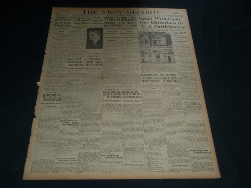 1931 OCT 20 TROY MORNING RECORD - AL CAPONE & FRIENDS FACE MORE TROUBLE- NT 7497