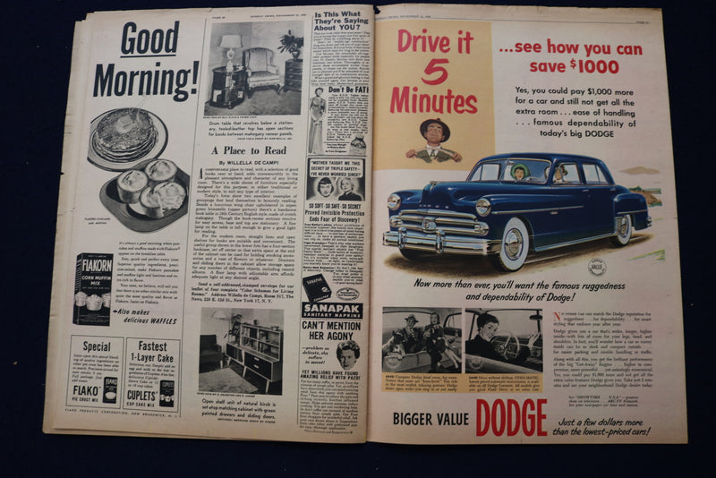 1950 NOV 12 SUNDAY NEWS PICTURE NEWSPAPER - JANET LEIGH - COLOR MOVIES- E 22761