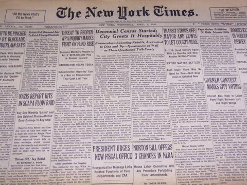 1940 APRIL 3 NEW YORK TIMES - DECENNIAL CENSUS STARTED - NT 2870