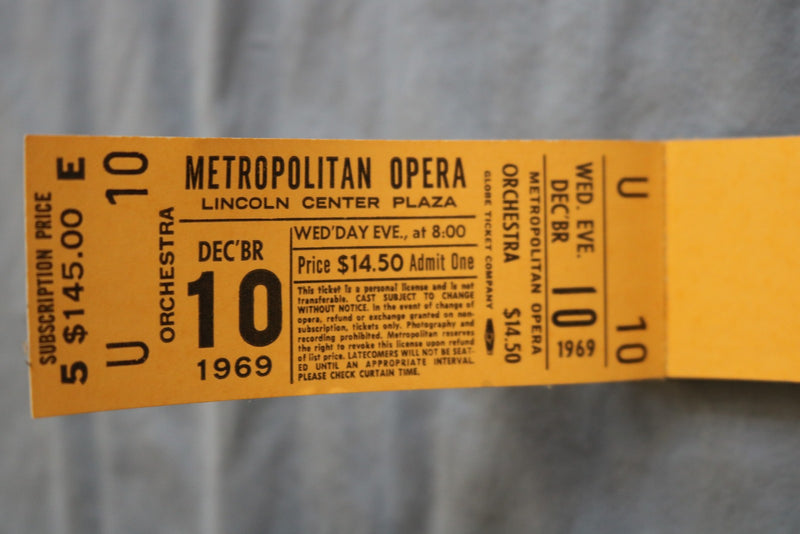 1969 METROPOLITAN OPERA UNUSED TICKETS - LOT OF 5 - K 3141