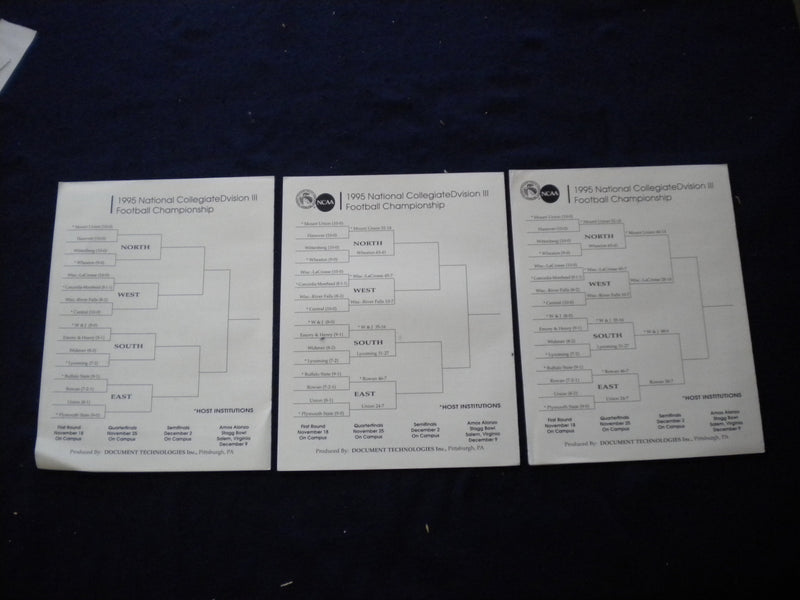 1995 NOV 18-DEC 2 NCAA SOUTH REGION PLAYOFF/CHAMPIONS PROGRAMS LOT OF 3 - J 8337