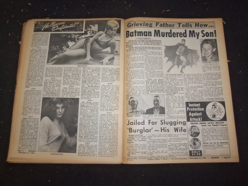 1966 NOV 21 MIDNIGHT NEWSPAPER - BURIED ALIVE FOR REFUSING TO SELL BODY- NP 7370