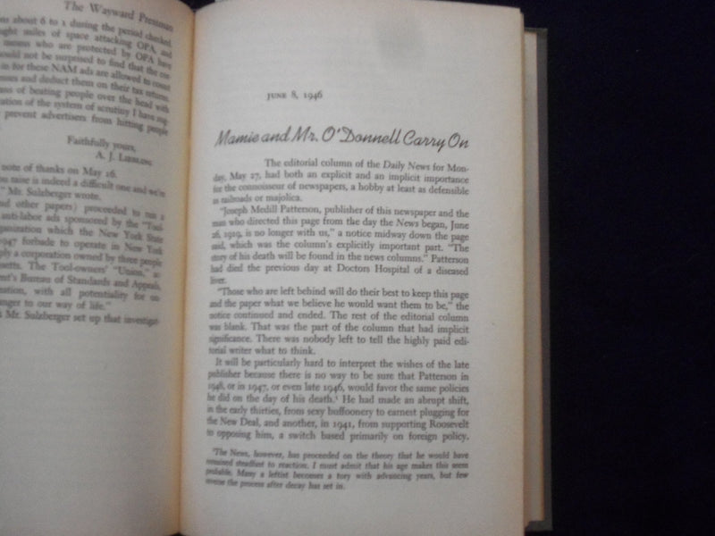 1947 THE WAYWARD PRESSMAN HARDCOVER BOOK BY A. J. LIEBLING - KD 8644