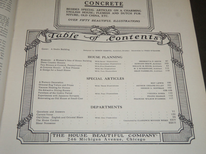 1909 OCTOBER THE HOUSE BEAUTIFUL MAGAZINE - GREAT PHOTOS & ADS - ST 399