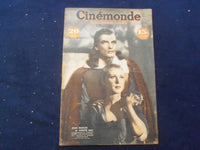 1946 NOV 5 CINEMONDE MAGAZINE -JEAN MARAIS/JOSETTE DAY- FRENCH EDITION- SP 4868C