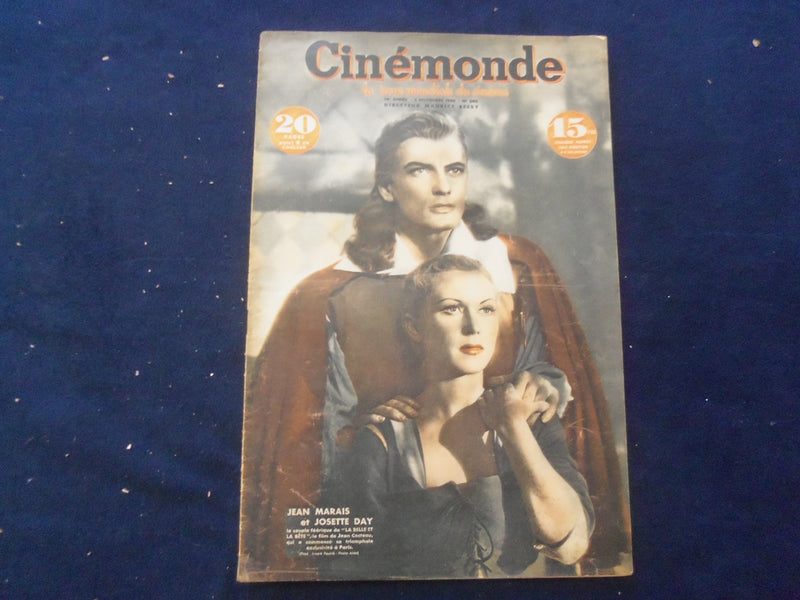 1946 NOV 5 CINEMONDE MAGAZINE -JEAN MARAIS/JOSETTE DAY- FRENCH EDITION- SP 4868C