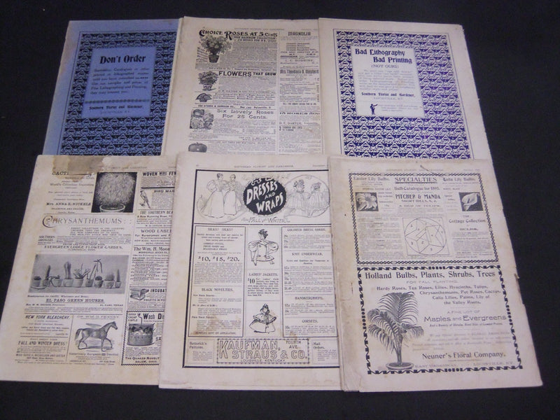 1895-1896 SOUTHERN FLORIST AND GARDENER MAGAZINE LOT OF 6 - LOUISVILLE - O 40