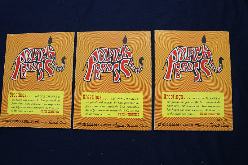 1958-1973 POLLACK BROS. CIRCUS PROGRAMS - LOT OF 17 - O 3639