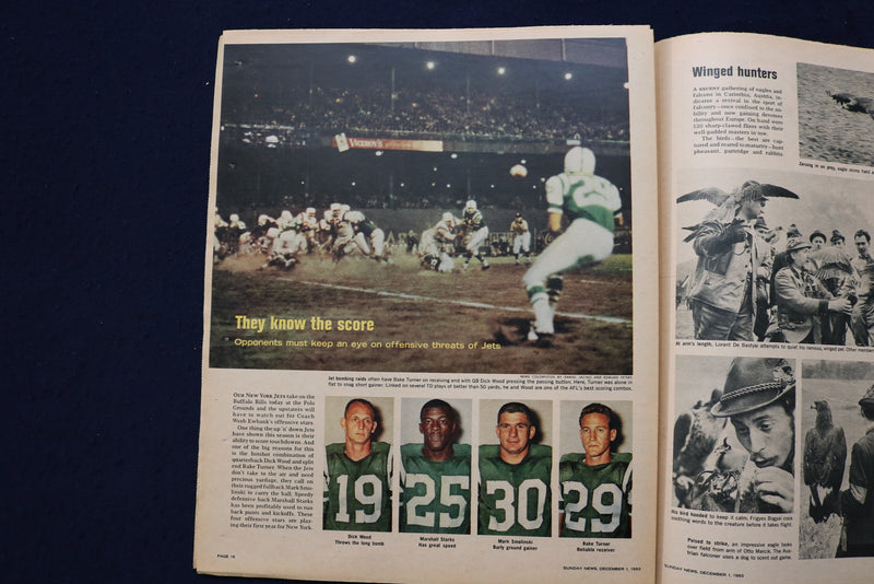 1963 DEC 1 SUNDAY NEWS COLOROTO MAGAZINE - TOM TRYON - FOOTBALL - GOLF - E 23204