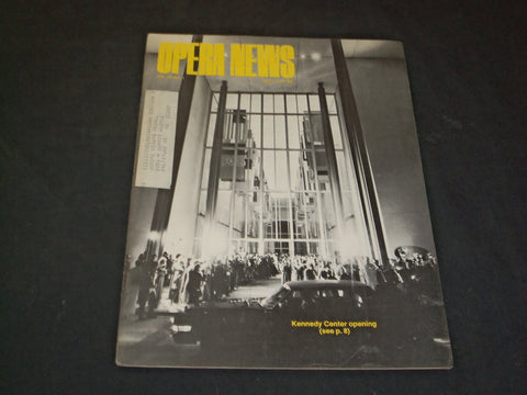 1971 SEPTEMBER OPERA NEWS MAGAZINE - OPENING OF KENNEDY CENTER - SP 6438