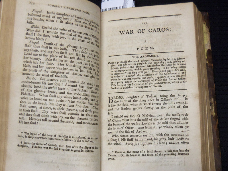 1806 THE POEMS OF OSSIAN THE SON OF FINGAL BOOK - VOLUME 1 - KD 9429