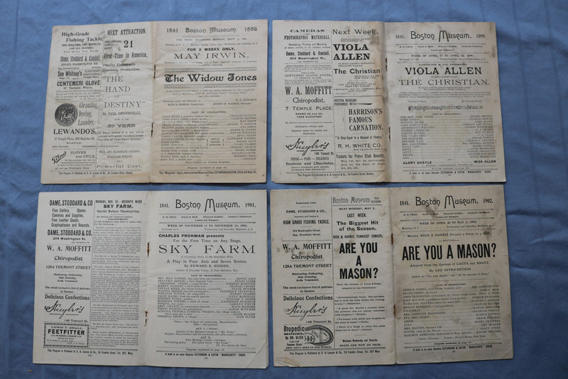 1896-1902 BOSTON MUSEUM THEATRE PROGRAM - LOT OF 4 - K 2741