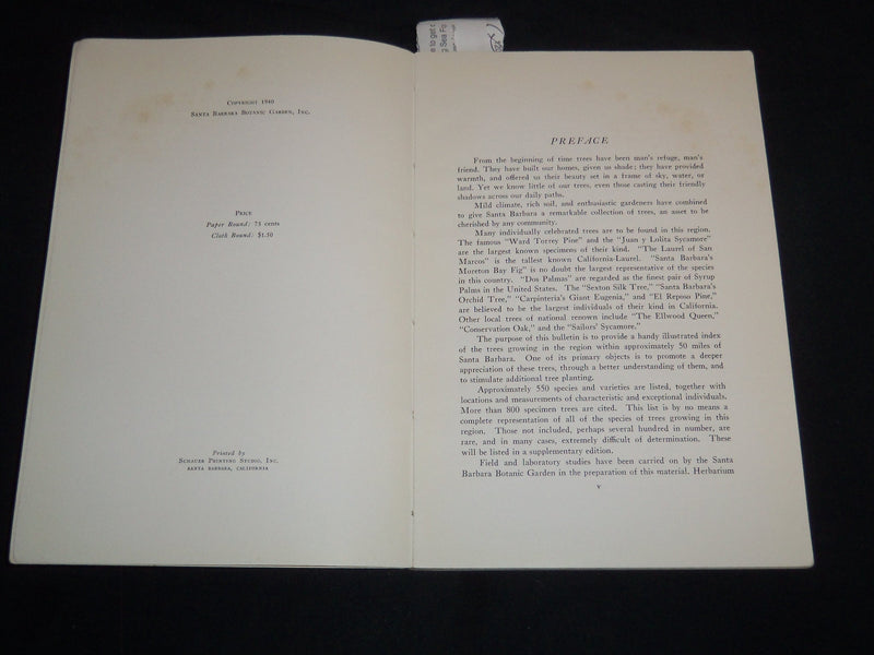 1940 TREES OF SANTA BARBARA DESCRIBED AND LOCATED BOOK BY RENSSELAER - J 8747