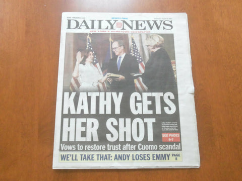 2021 AUGUST 25 NEW YORK DAILY NEWS NEWSPAPER - KATHY HOCHUL BECOMES NY GOVERNOR