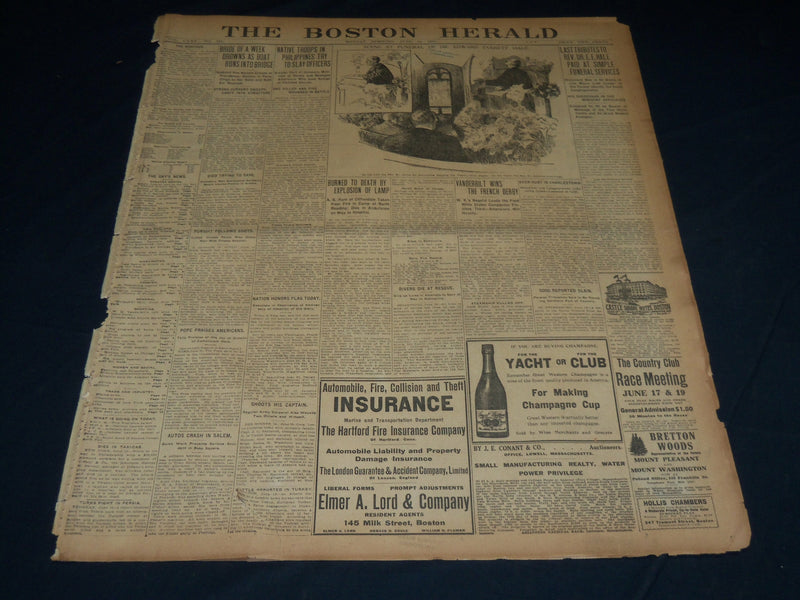 1909 JUNE 14 THE BOSTON HERALD - EDWARD EVERETT HALE FUNERAL SERVICES - BH 379