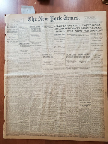 1917 NOVEMBER 27 NEW YORK TIMES - ALLIED ENVOYS TO QUIT RUSSIA - NT 8075