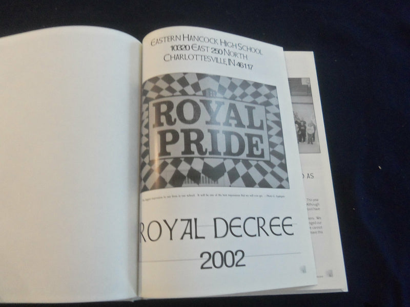 2002 ROYAL DECREE EAST HANCOCK HIGH SCHOOL YEARBOOK- CHARLOTTESVILLE, IN-YB 2729