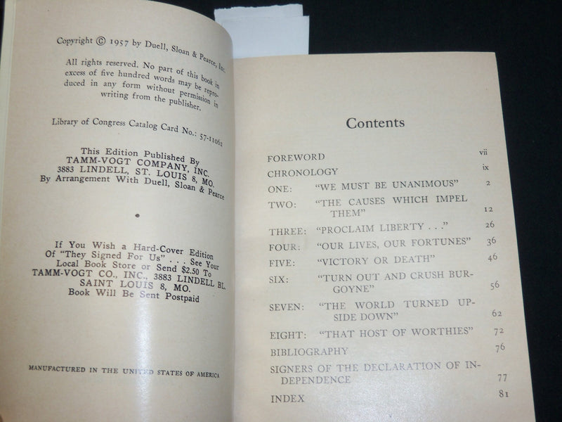 1957 THEY SIGNED FOR US BOOK BY SINCLAIR & MACARTHUR - AMERICAN FLAG - J 6086