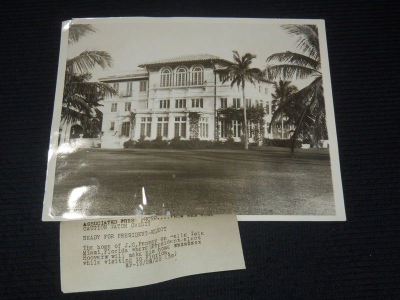 1928 HOOVER FLORIDA HOME - J. C. PENNEY PRESS PHOTO - 8x10 - #116