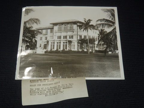 1928 HOOVER FLORIDA HOME - J. C. PENNEY PRESS PHOTO - 8x10 - #116