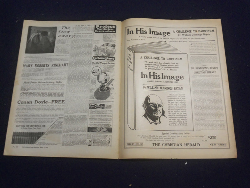 1922 APRIL 8 CHRISTIAN HERALD MAGAZINE - A TASTE FROM THE SAP BUCKET - ST 6597
