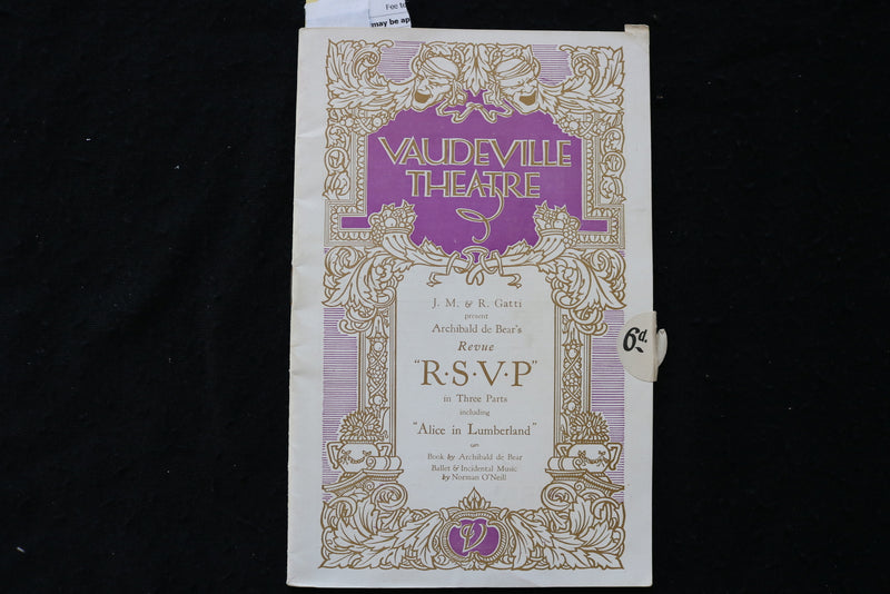 1920'S R.S.V.P. VAUDEVILLE THEATRE PROGRAM - K 1852