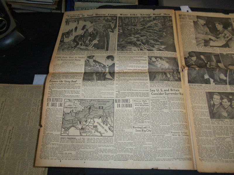 1945 APRIL 29 NY JOURNAL AMERICAN NEWSPAPER -TRUMAN DENIES PEACE RUMORS- NP 3510
