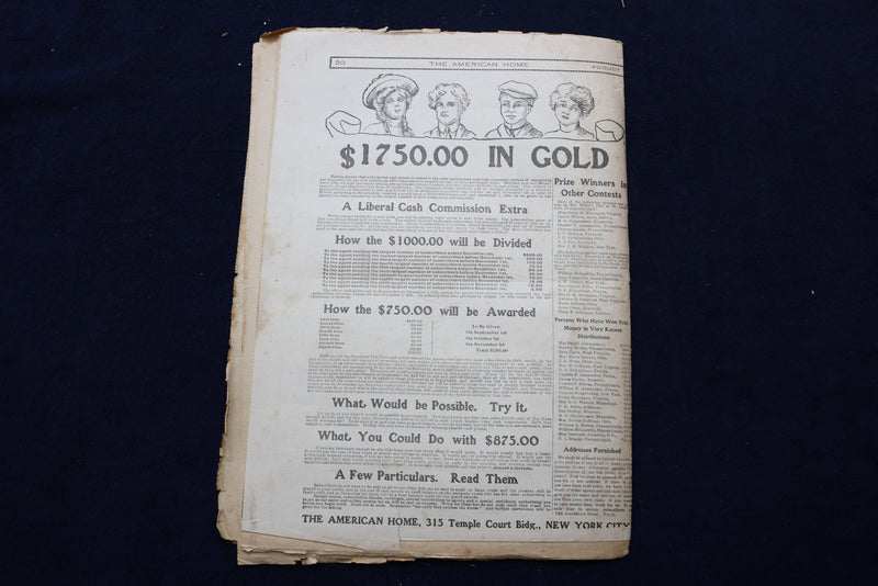 1906 AUGUST THE AMERICAN HOME NEWSPAPER - NICE ILLUSTRATED COVER - NP 8687