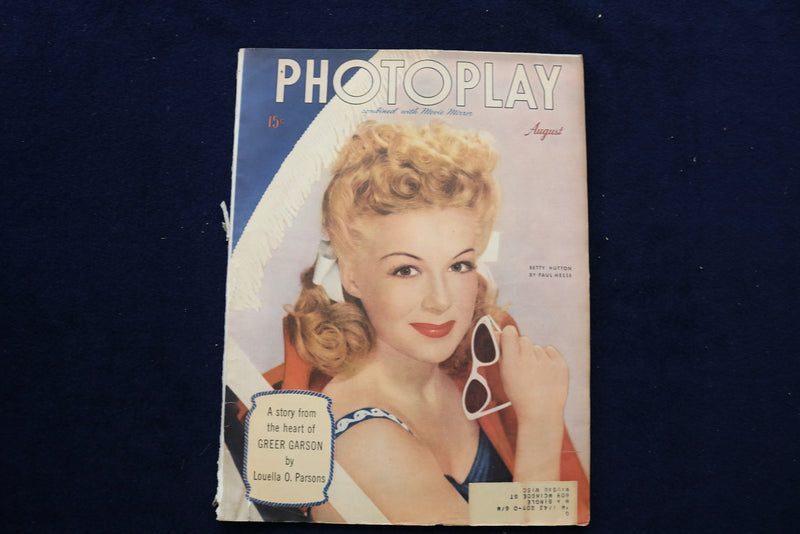 1944 AUGUST PHOTOPLAY MAGAZINE - BETTY HUTTON COVER - E 17526