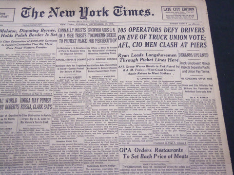 1946 SEPTEMBER 17 NEW YORK TIMES - OPERATORS DEFY DRIVERS - NT 4235