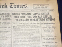 1917 JULY 9 NEW YORK TIMES - WILSON PROCLAIMS EXPORT CONTROL - NT 9299
