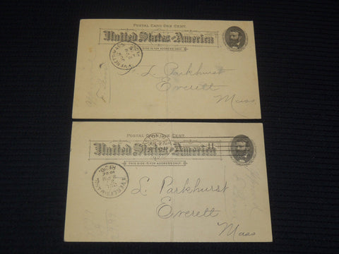 1892 UNITED STATES POSTCARDS - U. S. GRANT LOT OF 2 - K 2177