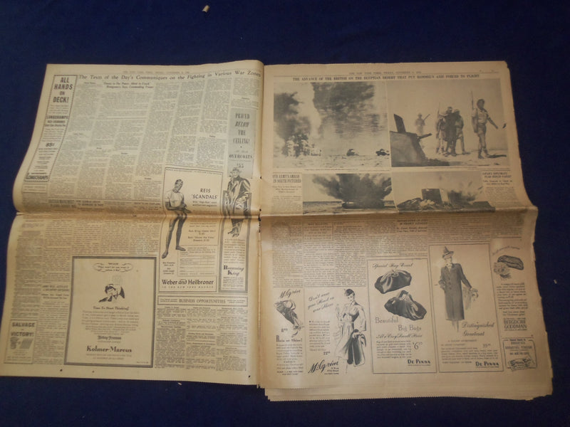 1942 NOV 6 NEW YORK TIMES - FLIERS HAMMER ROMMEL'S RETREATING ARMY - NP 6512