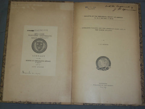 1903 SUBMARINE VALLEYS OFF THE AMERICAN COAST AND IN THE NORTH ATLANTIC - J 4856