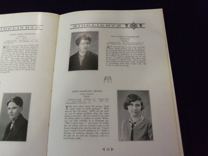 1927 TOWSON HIGH SCHOOL YEARBOOK - TOWSON MARYLAND - SIDELIGHTS - YB 203