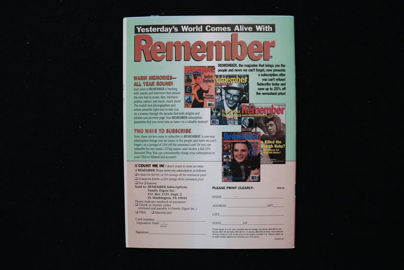 1996 JUNE REMEMBER MAGAZINE - JERRY LEWIS COVER - E 24175