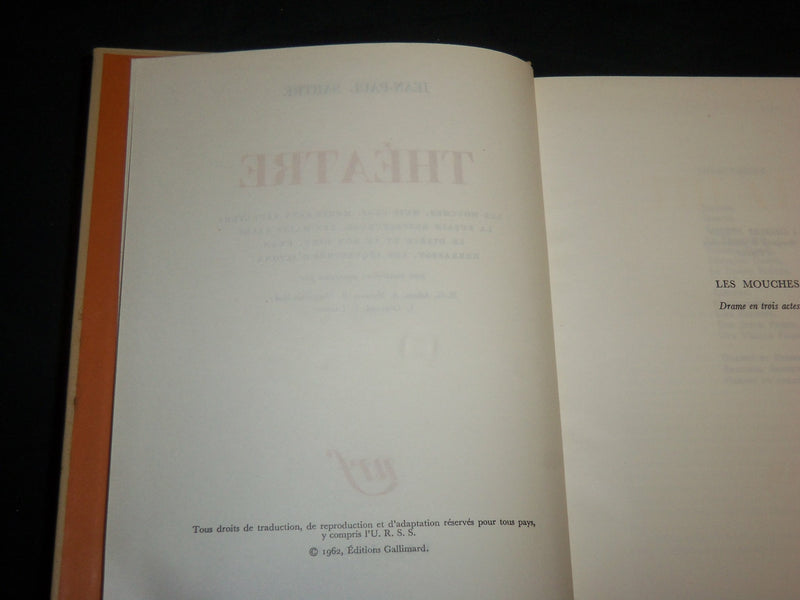 1962 THEATRE HARDCOVER BOOK BY JEAN-PAUL SARTRE W/ SLIPCASE - FRENCH - KD 6741