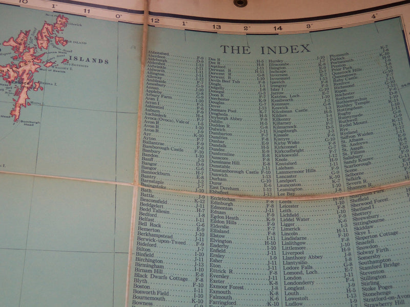 1900'S BRITISH ISLES CANVAS FOLD OUT MAP - KD 4144I