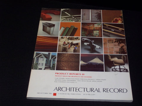 1980 MID OCTOBER ARCHITECTURAL RECORD MAGAZINE - PRODUCT REPORTS COVER - E 5942