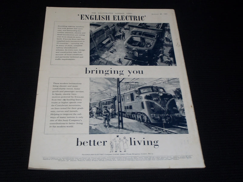 1955 JANUARY 29 ILLUSTRATED LONDON NEWS MAGAZINE NICE COVERS & ADS - E 4284