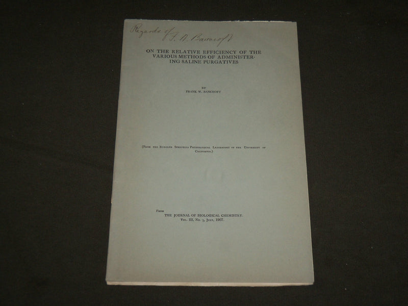 1907 ADMINISTERING SALINE PURGATIVES EFFICIENCY SOFTCOVER BOOK - J 7122