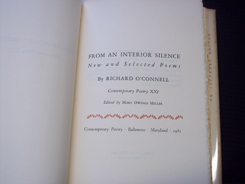 1961 FROM AN INTERIOR SILENCE SELECTED POEMS BOOK SIGNED BY O'CONNEL- KD 7561
