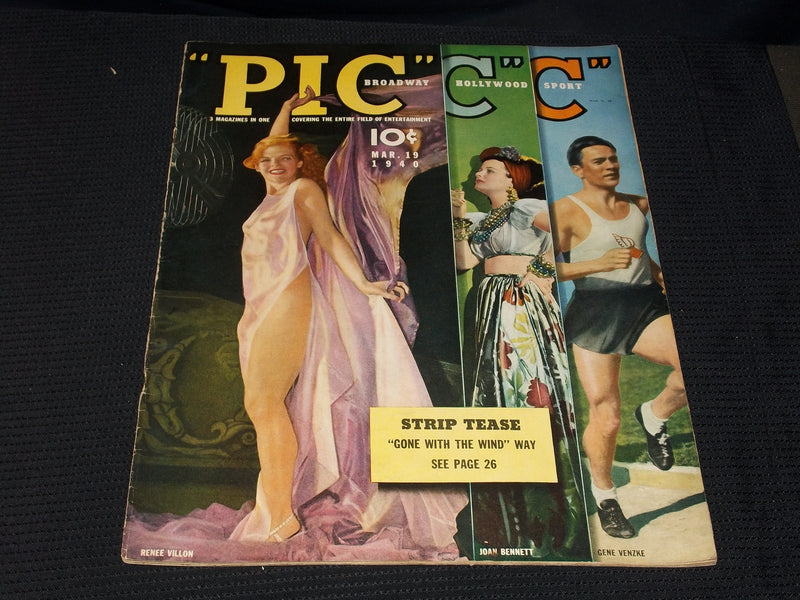 1940 MARCH 19 PIC MAGAZINE - RENE VILLON NICE FRONT COVER - E 2594